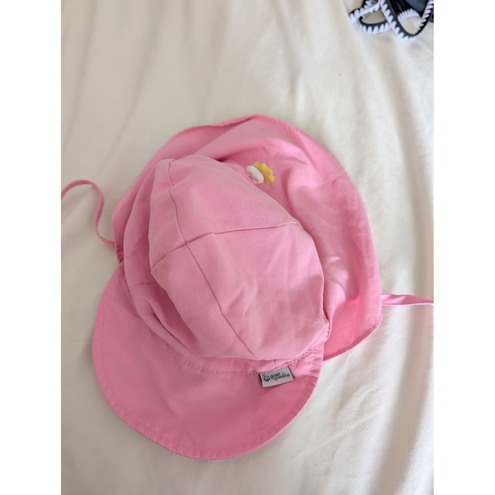Green Sprouts Pink Baby Sun Hat Wide Brim Neck Flap 9-18 Months UPF 50+